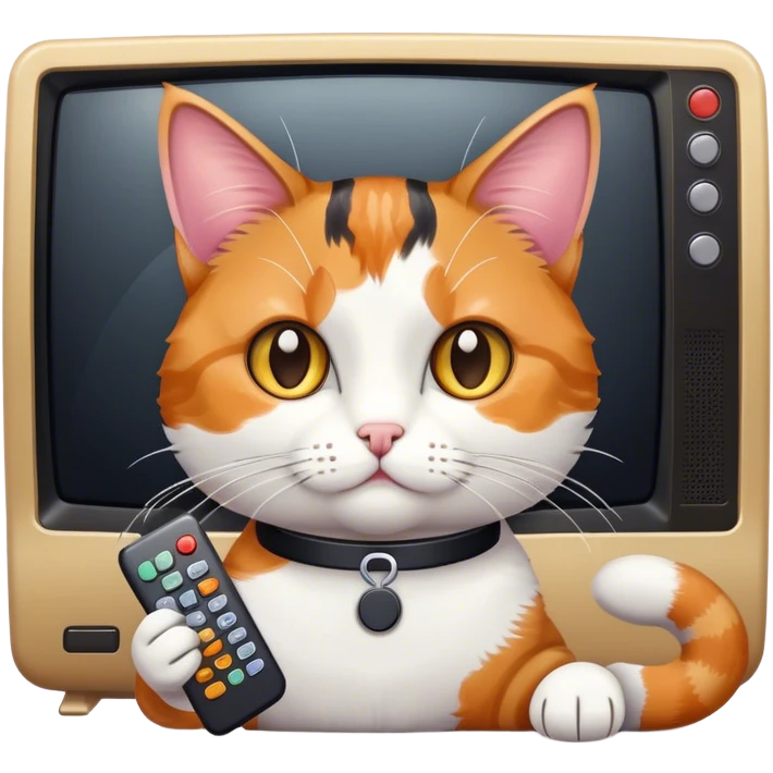 A Cat holding a tv remote emoji