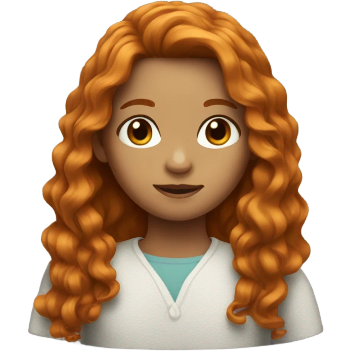 A girl has ginger, long hair and brown eyes  emoji