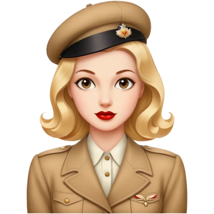 Beautiful woman in 1940’s woman fashion look emoji