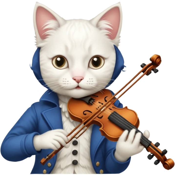 white cat play violin emoji