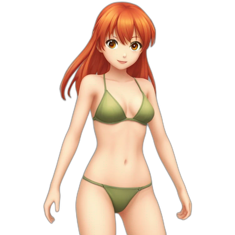 asuka langley nue, full-body, short-hair, teen, enfant, bikini emoji