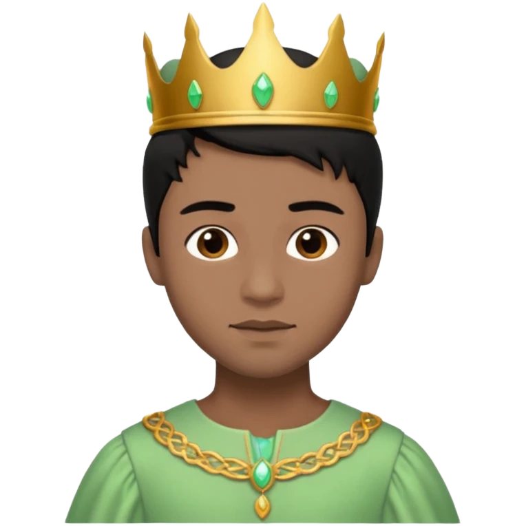 Brown prince with black hair and light green dress emoji