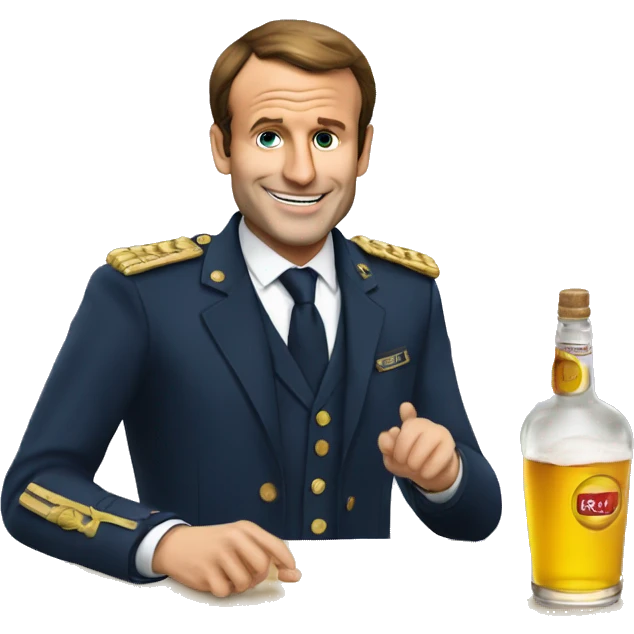 Macron avec une bouteille d’alcool  emoji