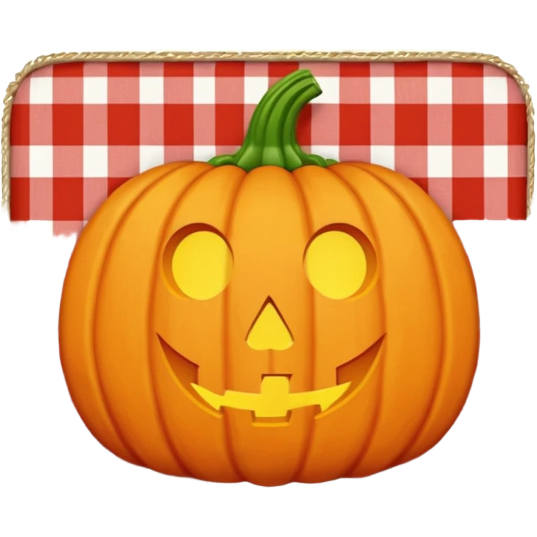 Pumpkin carving on a red gingham blanket  emoji