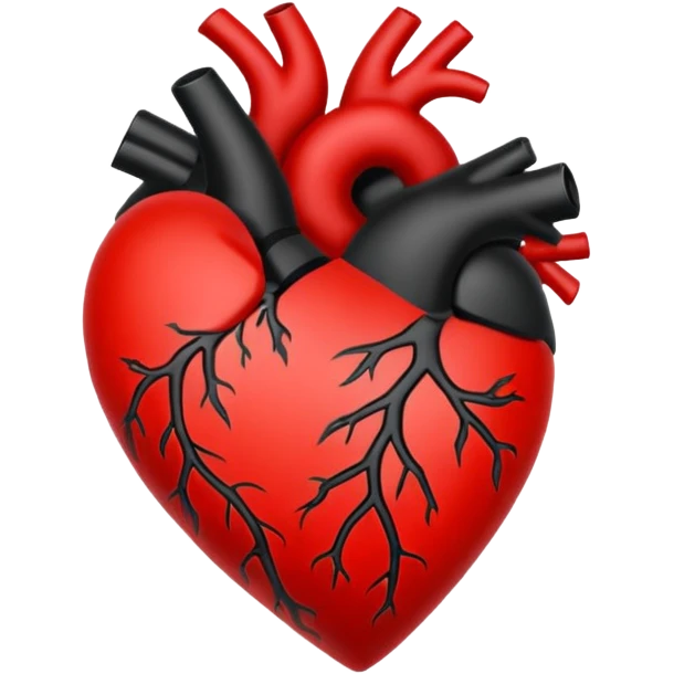 Black and red heart tattoo style emoji