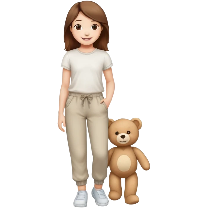 Girl with pants with teddy bear on it emoji