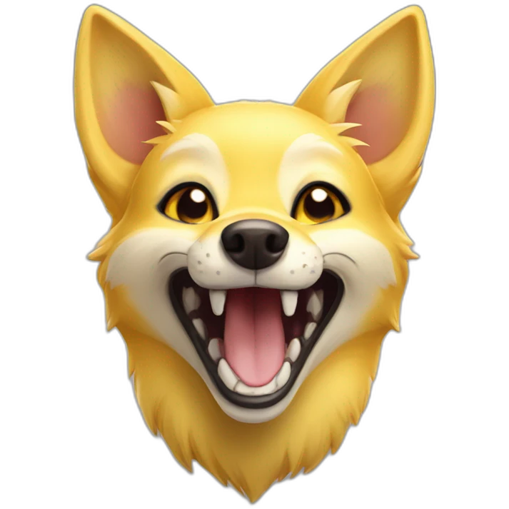 yellow fox dog hybrid open mouth smiling emoji