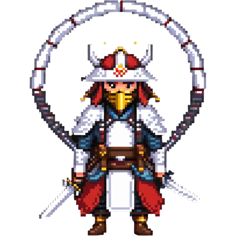 male samurai nomad with heavenly halo and traditional weapons emoji