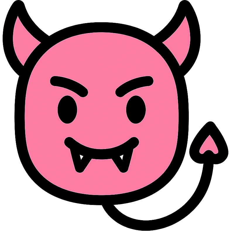 minimal modern pink devil icon emoji