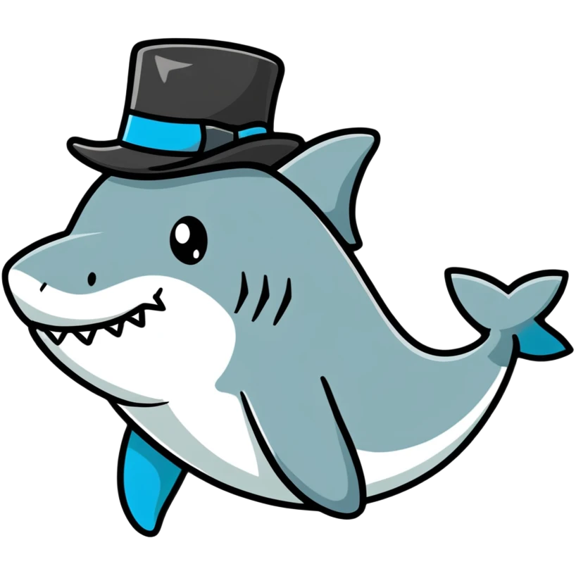 Shark with a top hat emoji