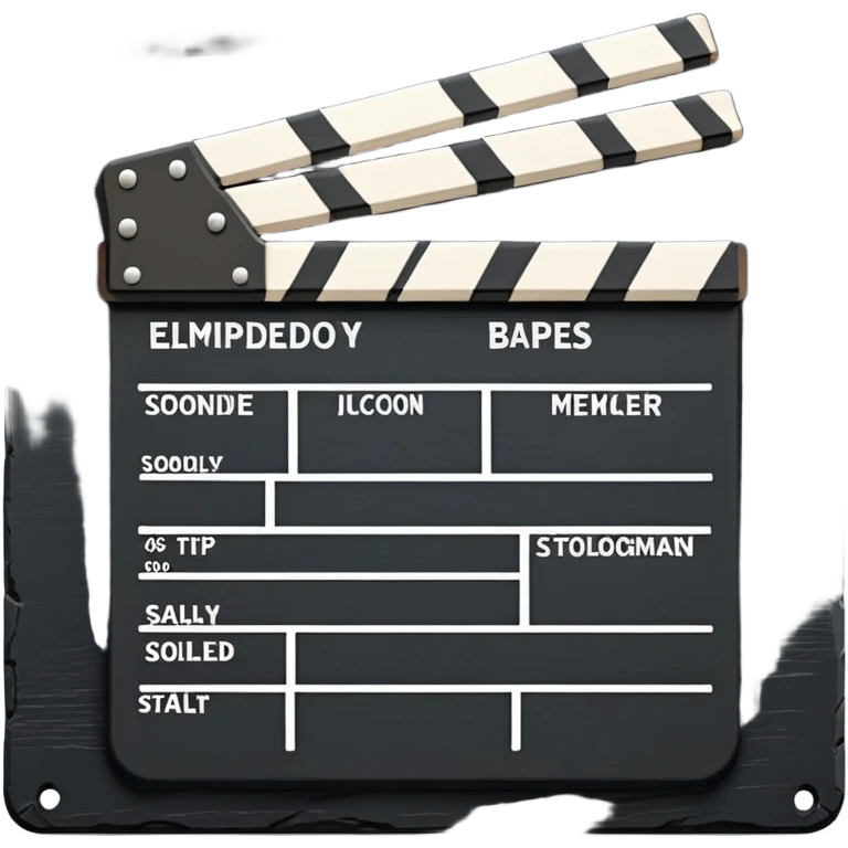 stylized movie clapperboard with minimal detail, black slate with white stripe emoji