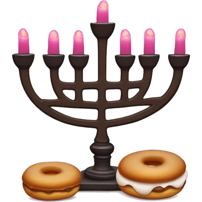 Menorah with a jelly donut emoji