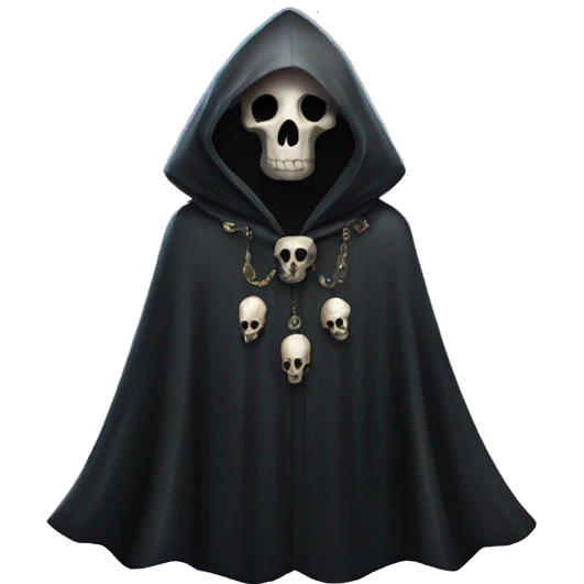 empty black crystal magical robes covered with bird skulls emoji