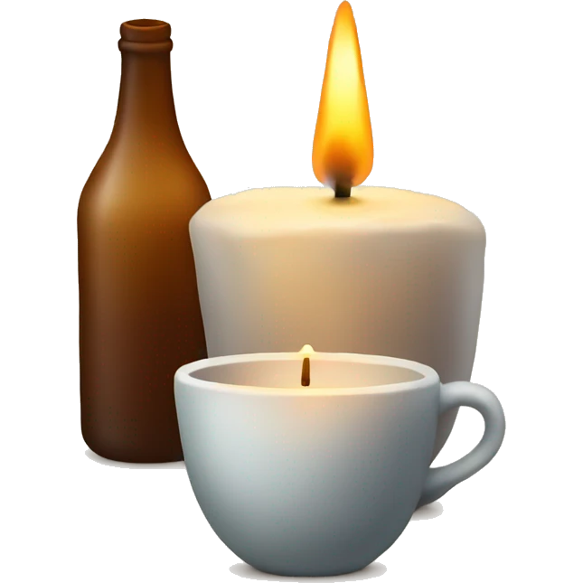 bottle and a cup with a candle emoji