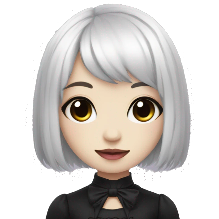 Cute Blushing Kawaii Gothic Emo Lady emoji