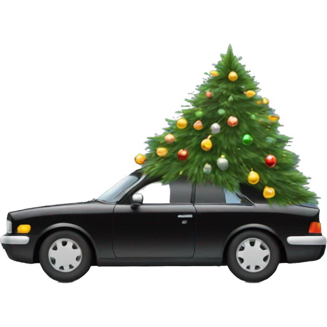 Christmas black car with Christmas tree emoji