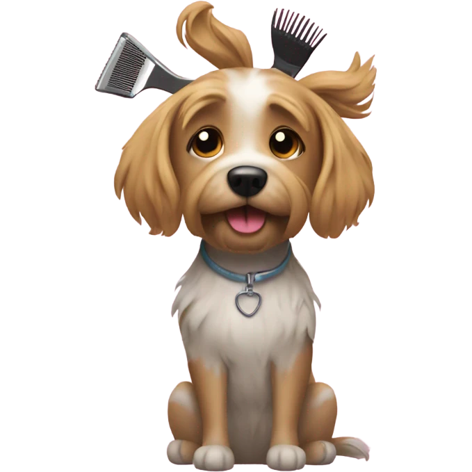 Dog getting a haircut emoji