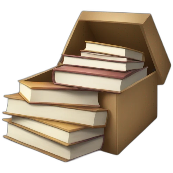 a box with books trying to get out from it emoji