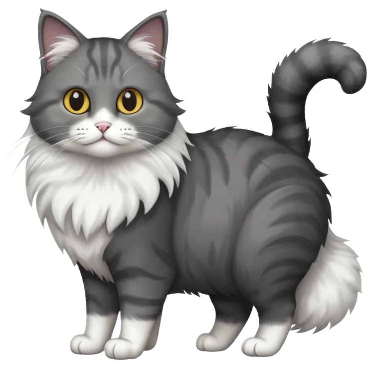 full body half dark grey and half white cat with white front legs emoji