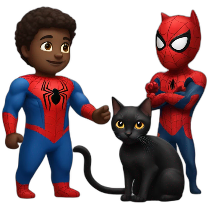 Black Cat with Spider-Man emoji