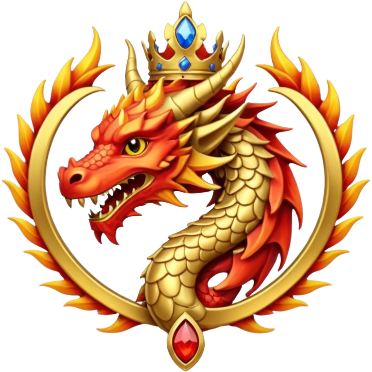 Simple fiery royal Dragon crest/brosch emoji