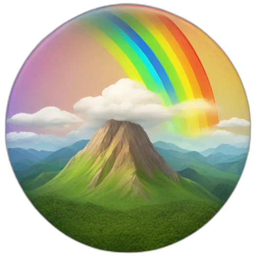 a mountain with a rainbow hoop around it emoji