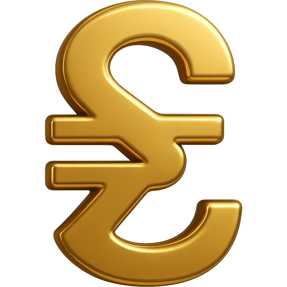 Ukrainian hryvnia currency symbol emoji, gold color, transparent background emoji