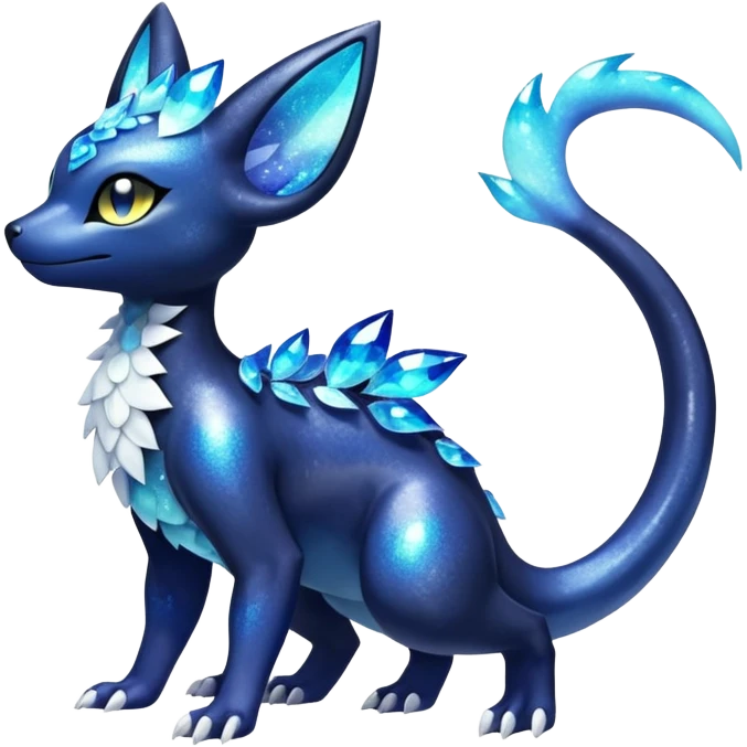 Shiny icy iridescent Nebulae Salandit-Meowstic-Umbreon-Fakémon-hybrid-creature (full body)  emoji