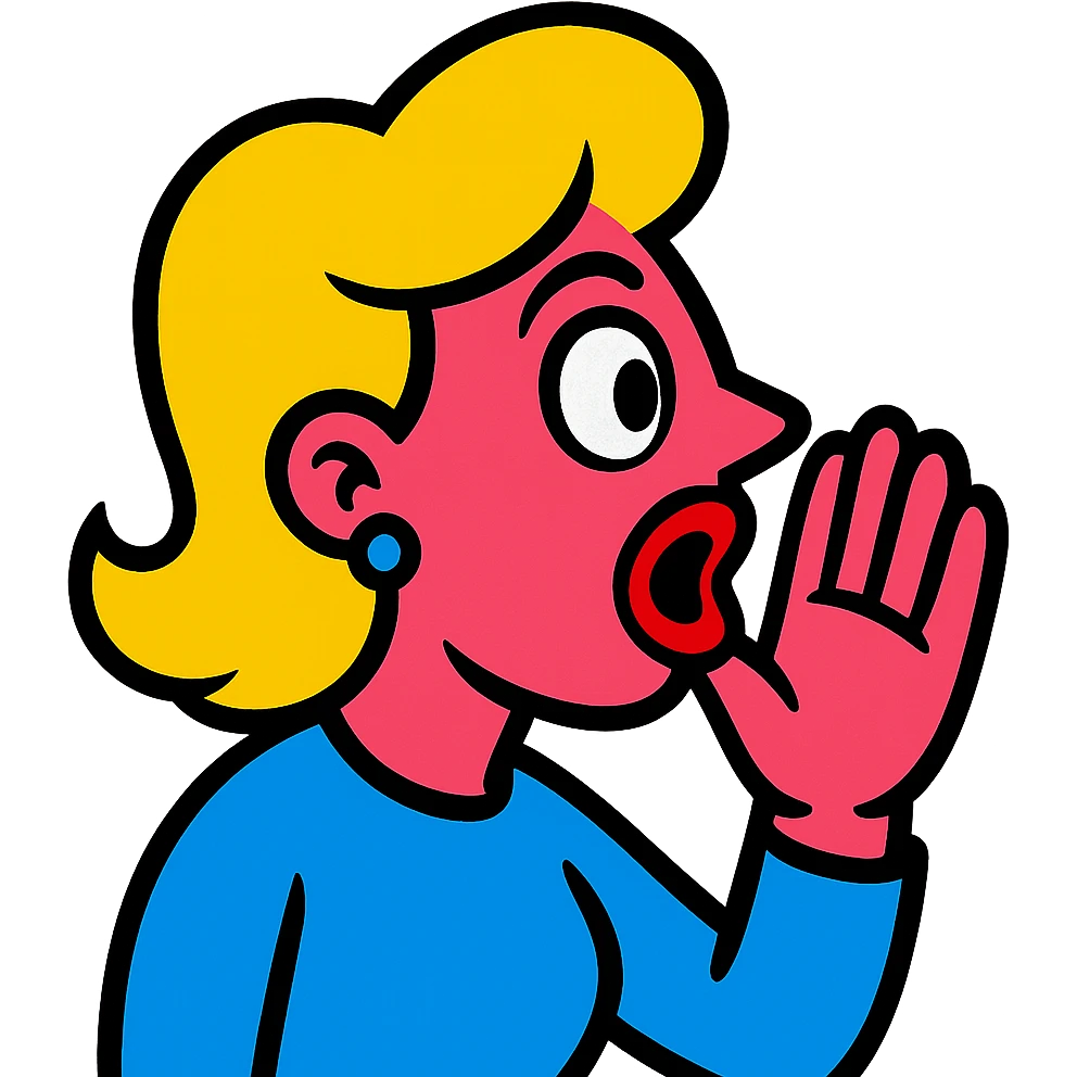 exaggerated whisper, bright colors emoji