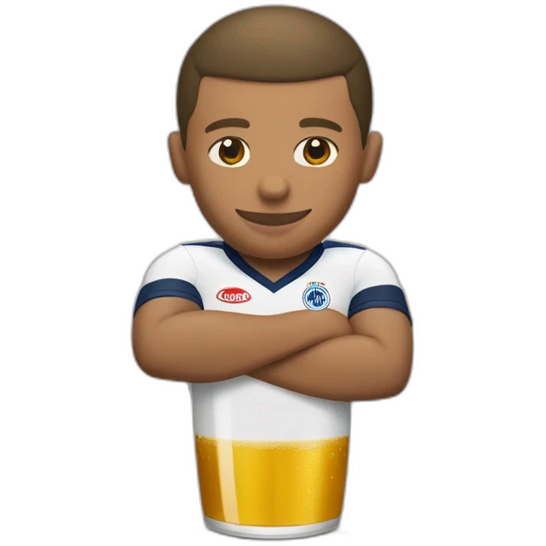 mbappe qui boit une biere avec le maillot de lanton emoji