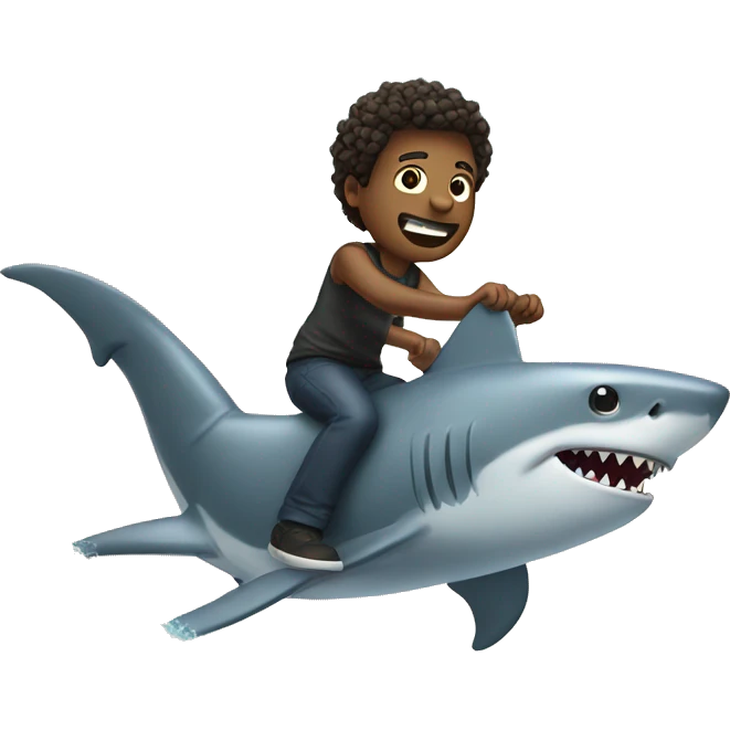 Man riding shark in ocean emoji