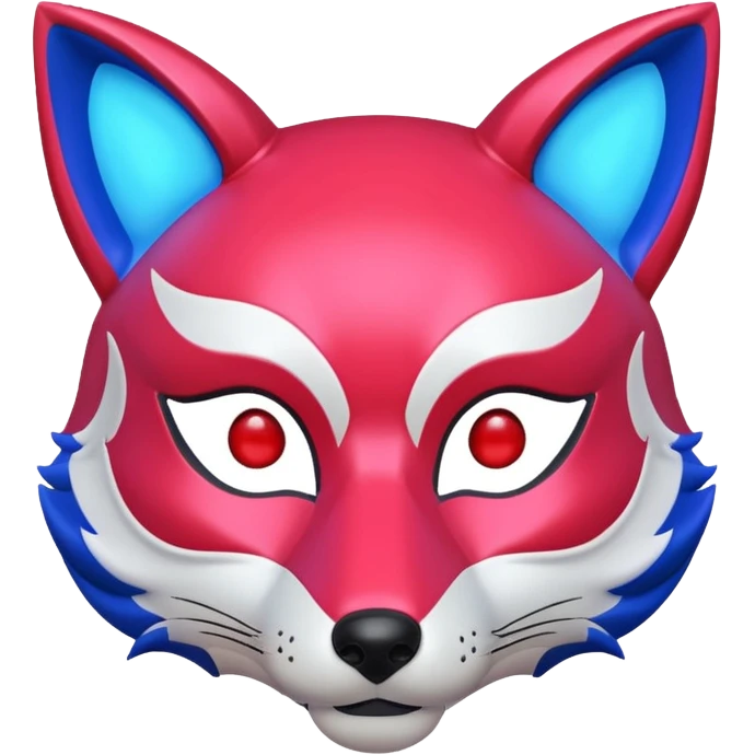 Luminous and neon mask with red, blue and pink fox glow. emoji