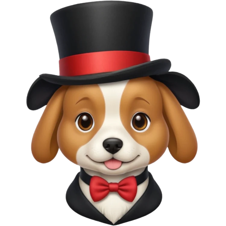 cute dog with top hat emoji