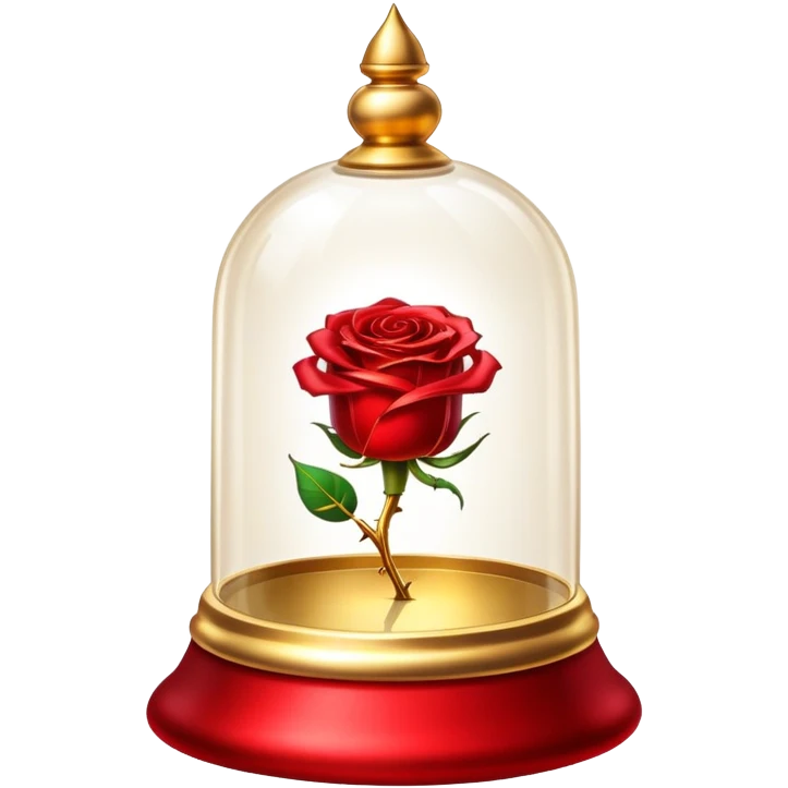 The glittering enchanted rose from “Beauty and the Beast” in its golden glass bell  emoji