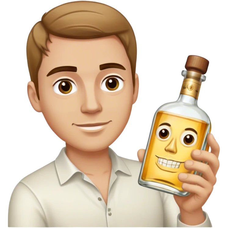 white guy light brown hair and eyebrows holding a bottle of tequila emoji
