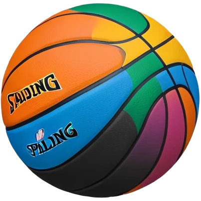 minimalist black Spalding basketball with simple NBA logo, few colorful lines, clean design emoji