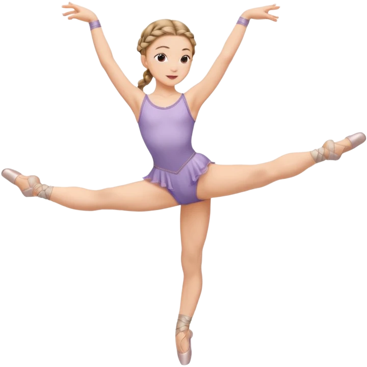 A young dancer with braided hair, practicing a gentle arabesque. emoji