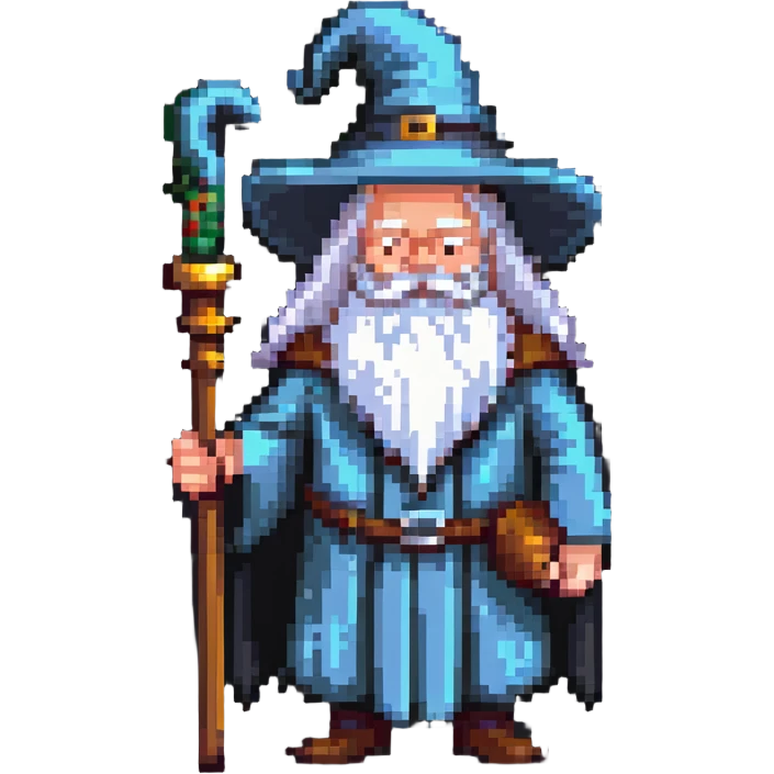 old wizard with long white beard and wizard hat emoji
