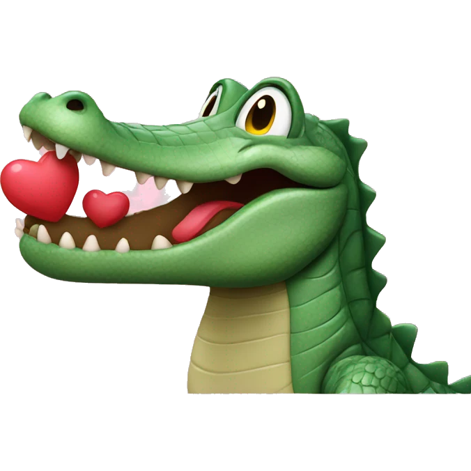 Alligator blowing a kiss with heart emoji