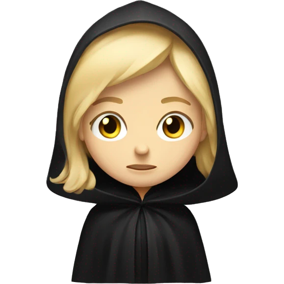 blonde haired girl frowning in a black cloak emoji