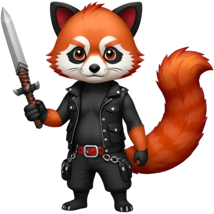 full body punk red panda with red and black hair with a blunt in hand  emoji
