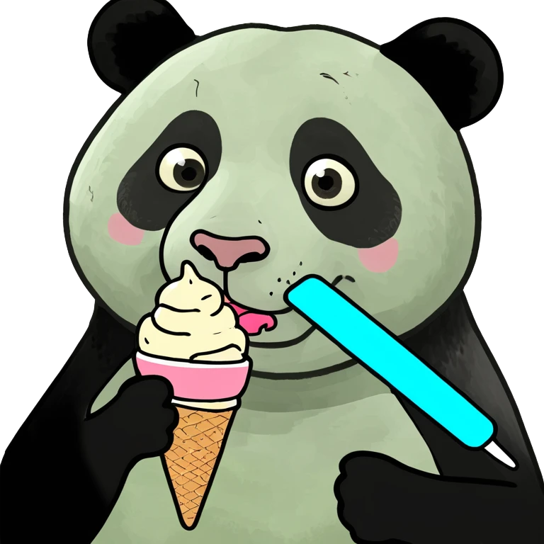 Panda eating ice cream emoji