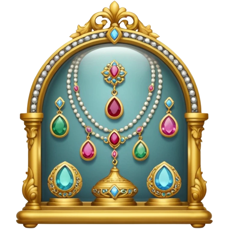 old jewelry in a glass showcase  emoji