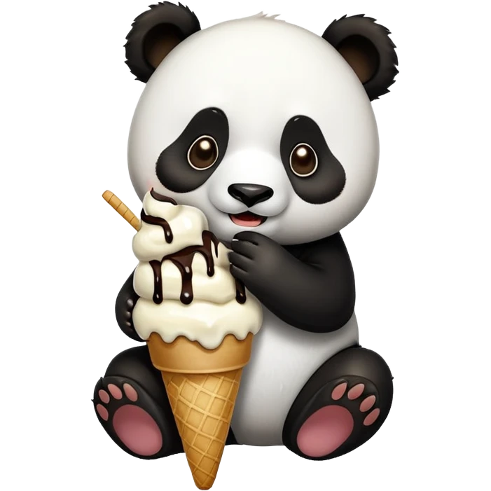Panda eating ice cream emoji