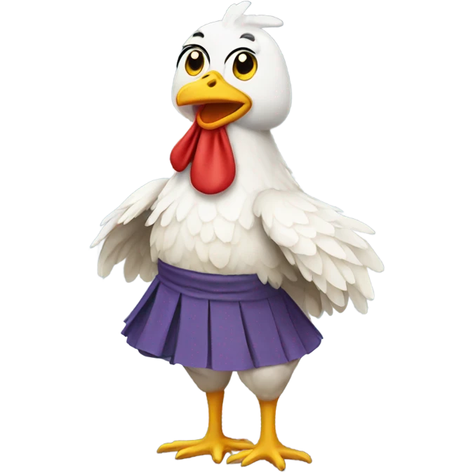 chicken wearing a skirt emoji