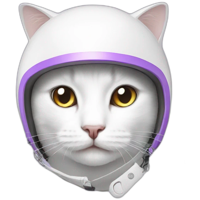 White cat in Lilac helmet emoji