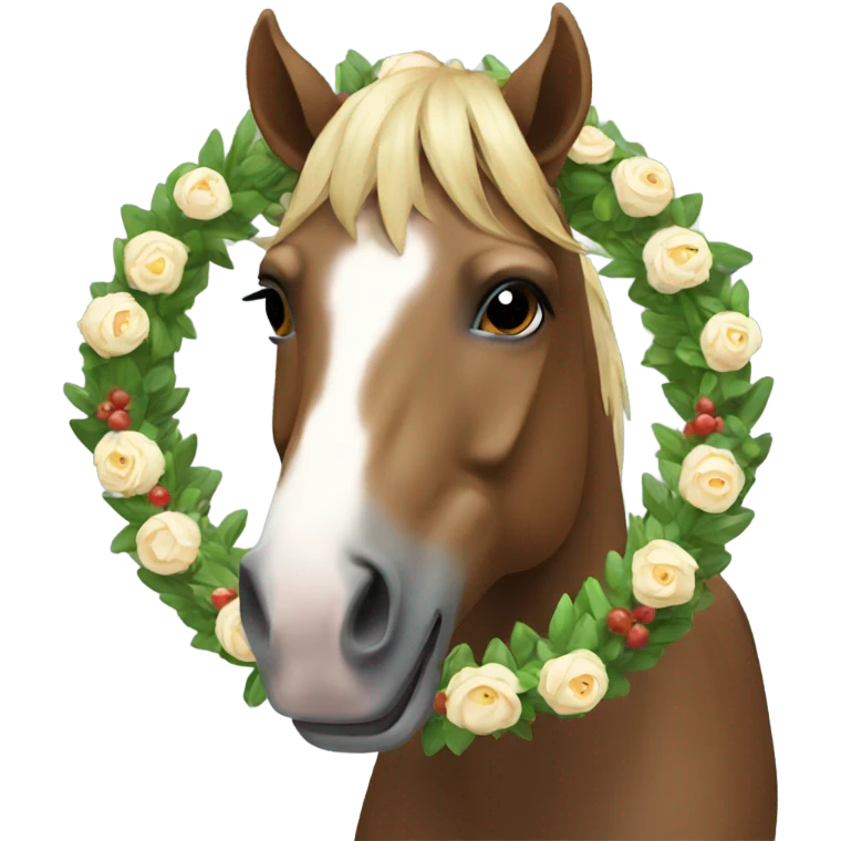 Horse wearing a wreath emoji