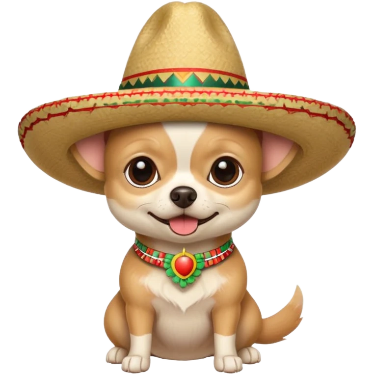 Chihuahua beige avec chapeau mexicain emoji