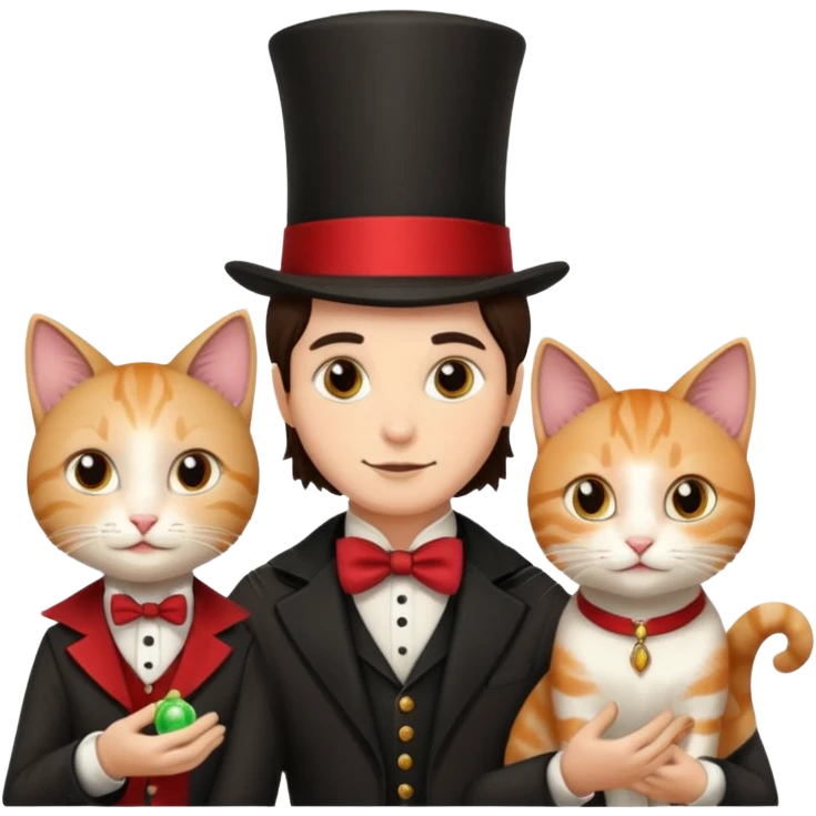 magician couple and their pet cat emoji