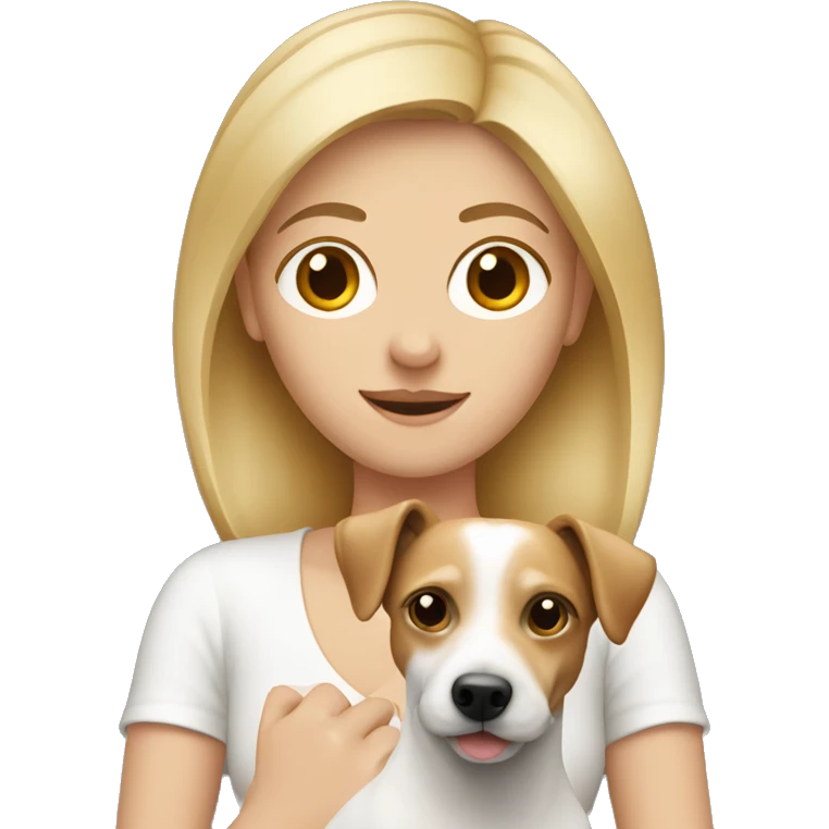 Blonde woman holding a Jack Russell  emoji